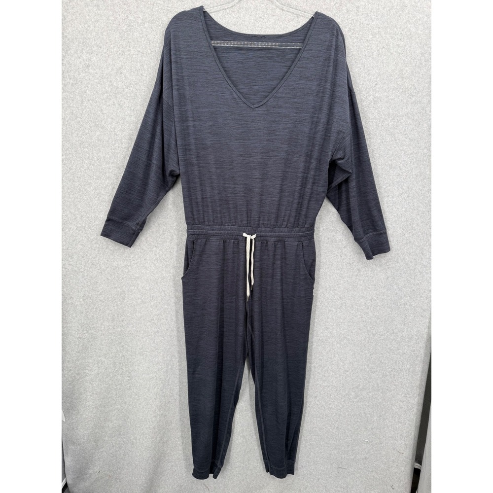 Vuori Jumpsuit Women Large Heather Gray Lux Long Sleeve V-Neck Jogger L